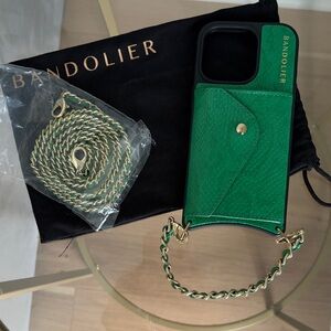 Bandolier Lily Duet CROSSBODY AND WRISTLET SET IN GREEN SNAKE/GOLD iPhone 16 pro